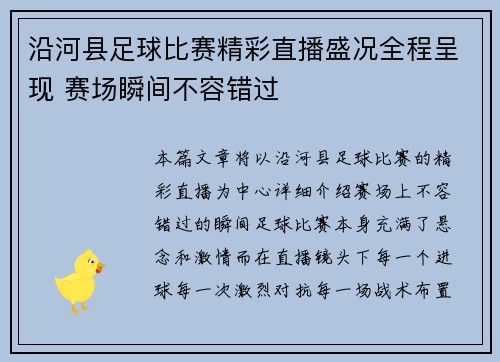 沿河县足球比赛精彩直播盛况全程呈现 赛场瞬间不容错过